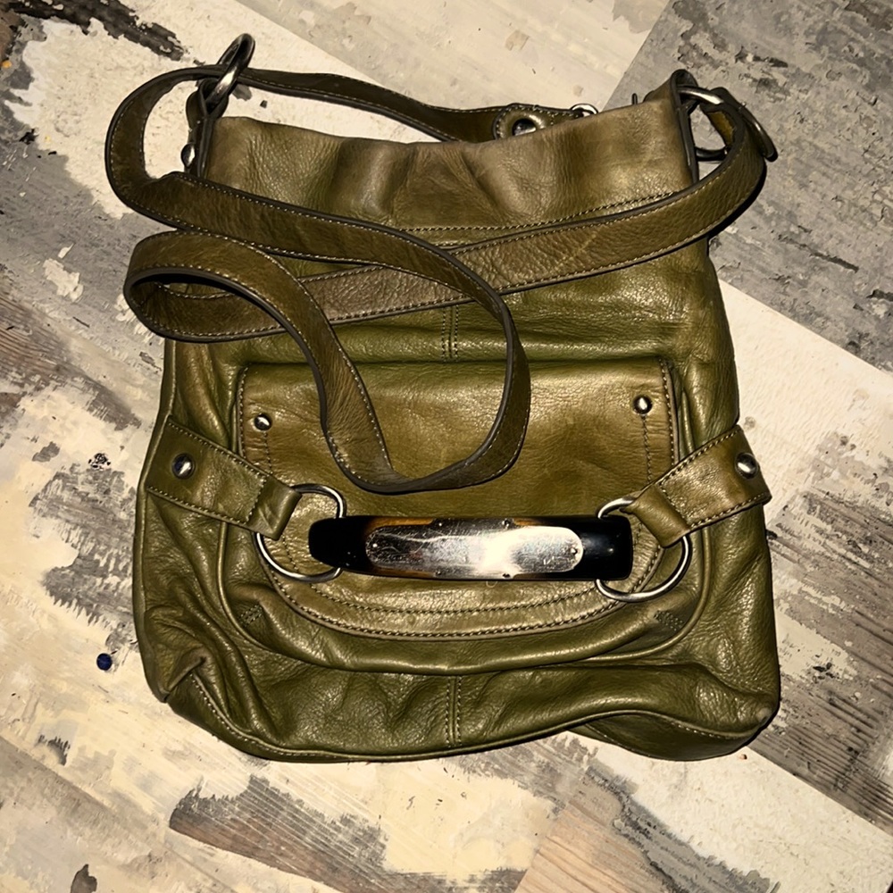 Genuine B Makowsky Olive green genuine Leather handbag